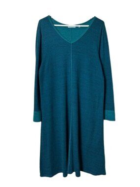 Habitat green blue soft knit v-neck casual aline dress womens L